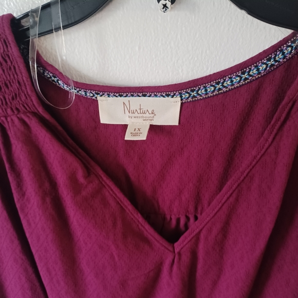 Westbound Plus Size 3/4 Sleeve V-Neck Eyelet Detail Scalloped Hem Midi Dress - Picture 8 of 12